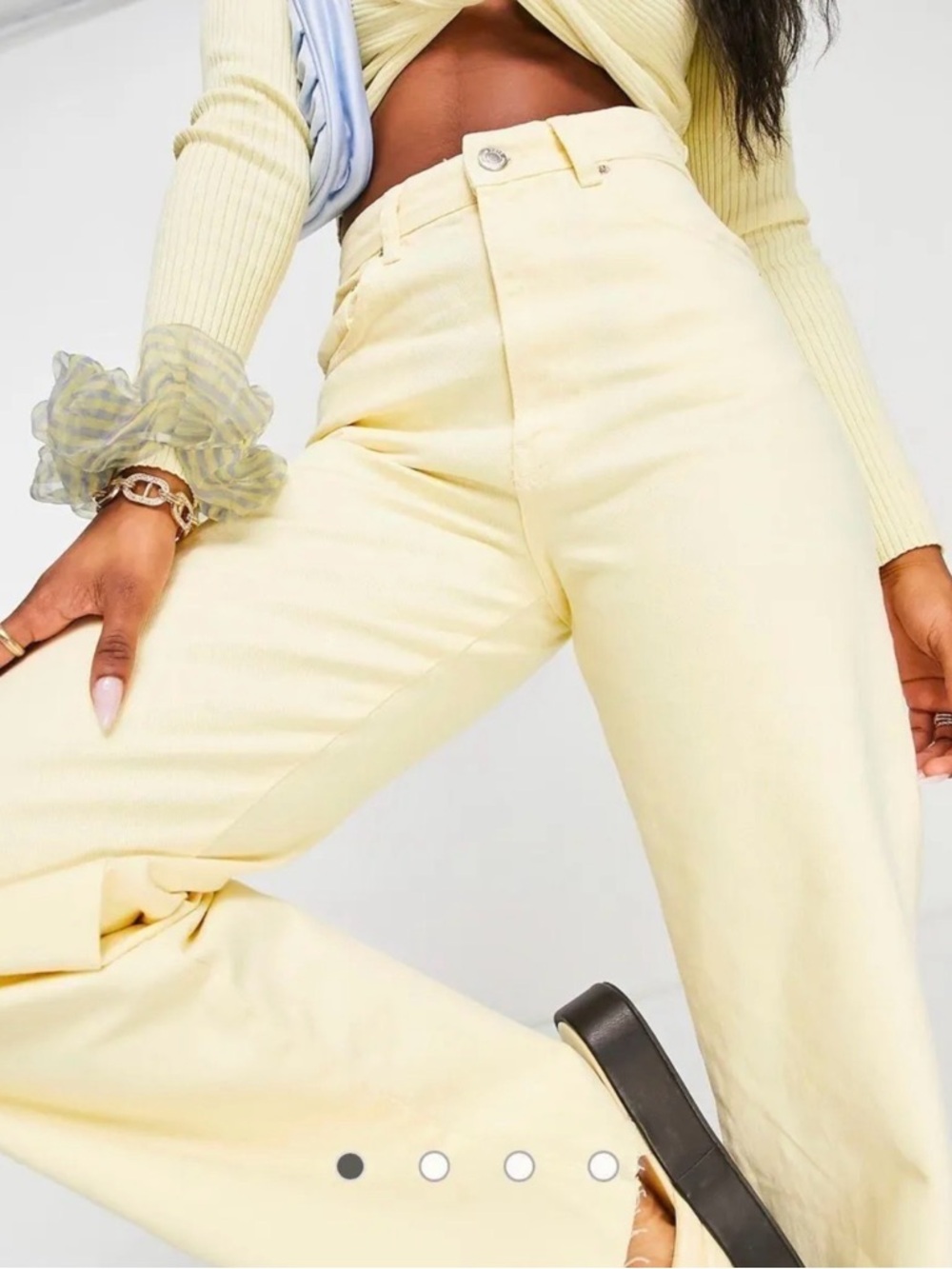 ASOS Pale Yellow High-Waist Straight Jeans